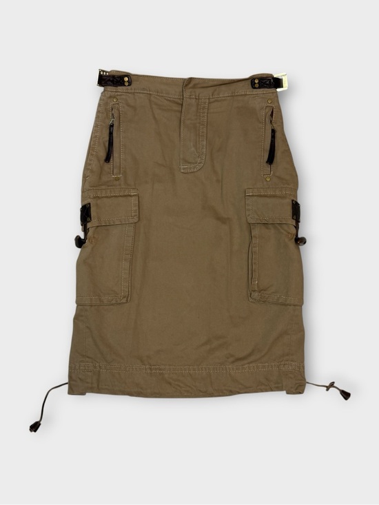 DSQUARED2 Dresses & Skirts - Dsquared2 Tan Cotton Cargo Midi Skirt with Leather Hardware